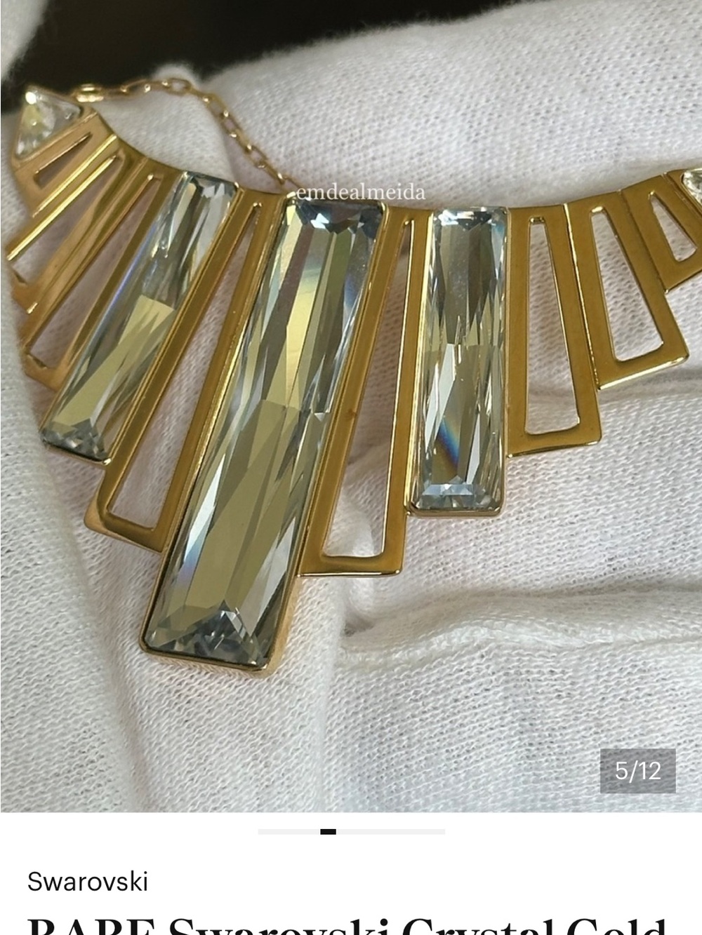 Rare Swarovski Crystal Gold Tone Brancusi Collar Statement Bib Necklace 5077509 - Picture 3 of 5